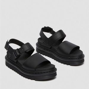 Dr. Martens Voss Women's Leather Strap Sandals in Black Hydro Leather
